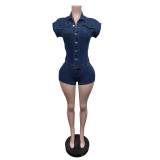 Women's Sexy Stretchy Sleeveless Denim Jumpsuit