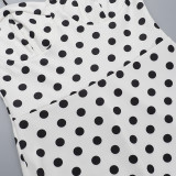 Women's French Style Polka Dot Ruched Spaghetti Strap Maxi Dress