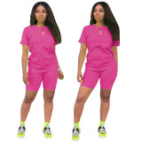 Women's Casual Solid Color Top & Shorts Two-Piece Set
