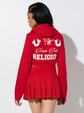 Women's Autumn & Winter Elegant Printed Long Sleeve Hoodie and Skirt Set