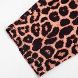 Women's Leopard Print Halter Neck Top & Knee-Length Shorts Two-Piece Set