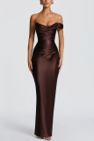 Women's Spring & Summer Slash Shoulder Bodycon Party Holiday Dress