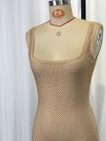 Women Sequin Rhinestone Strap Low Back Bodycon Mini Dress Sexy Night Club Dress