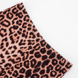 Women's Leopard Print Halter Neck Top & Knee-Length Shorts Two-Piece Set