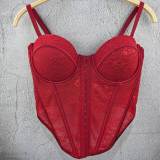 Women's Sexy Lace Boned Corset Spaghetti Strap Fitted Top