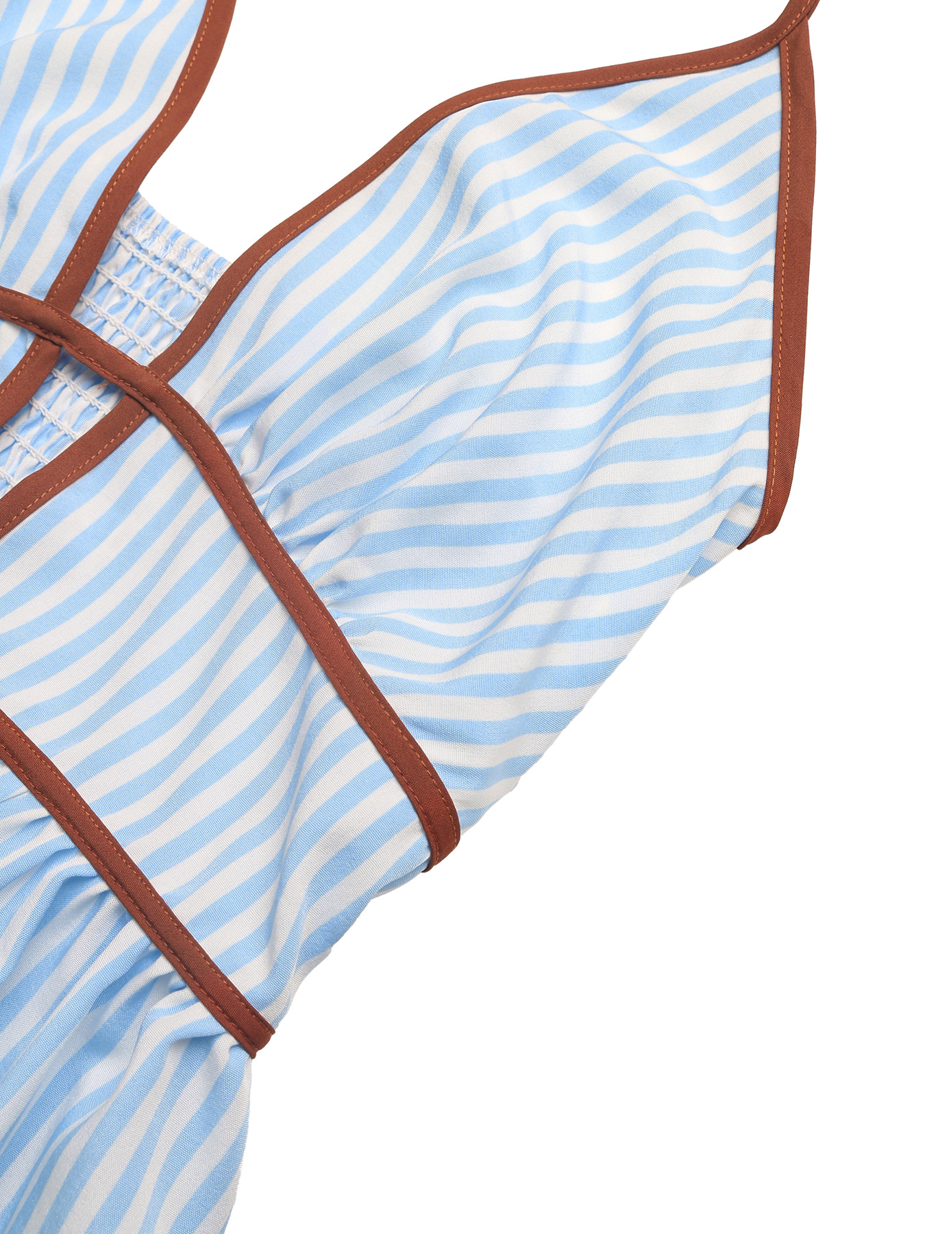 Striped V-Neck Backless Halter Maxi Dress for Summer
