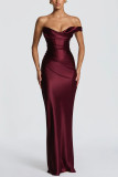 Women's Spring & Summer Slash Shoulder Bodycon Party Holiday Dress