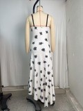 Women's Spaghetti Strap Sleeveless Patchwork Printed Holiday Dress