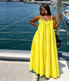 African Women's Floral Sleeveless Spaghetti Strap Maxi Dress
