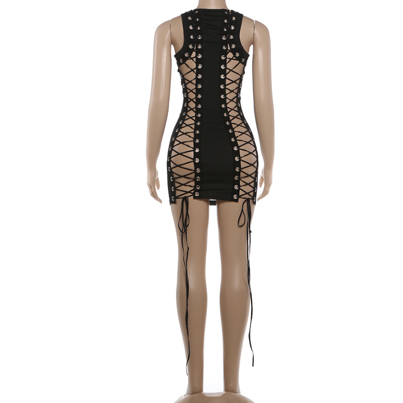 Lace-Up Cutout Bodycon Dress for Spring Evening Parties