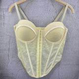 Women's Sexy Lace Boned Corset Spaghetti Strap Fitted Top