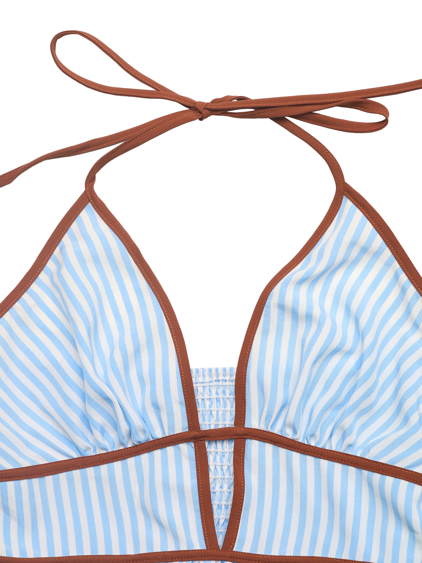 Striped V-Neck Backless Halter Maxi Dress for Summer