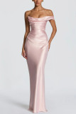 Women's Spring & Summer Slash Shoulder Bodycon Party Holiday Dress