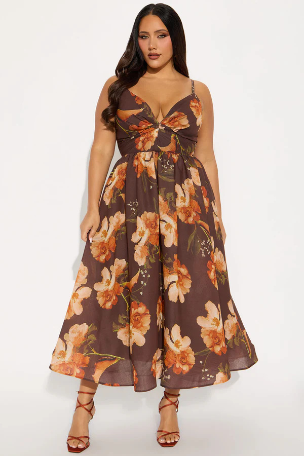 Printed Spaghetti Strap Dress for Summer Holiday Vacations