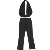 Women's Spring Sexy Draped Neck Backless Halter Neck Top & Pants Two-Piece Set