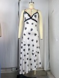 Women's Spaghetti Strap Sleeveless Patchwork Printed Holiday Dress