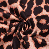 Women's Leopard Print Halter Neck Top & Knee-Length Shorts Two-Piece Set