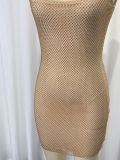 Women Sequin Rhinestone Strap Low Back Bodycon Mini Dress Sexy Night Club Dress