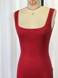 Women Sequin Rhinestone Strap Low Back Bodycon Mini Dress Sexy Night Club Dress