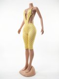 Women Summer Sleeveless Polka Dot Set Slim Fit Lace-Up Two Piece Outfit