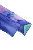 Women Maxi Dress Abstract Print Mesh Patchwork Stand Collar Gown