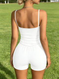 Women Spring Summer Outfit Camisole Shorts Set Solid Color Fashion Two Piece Set