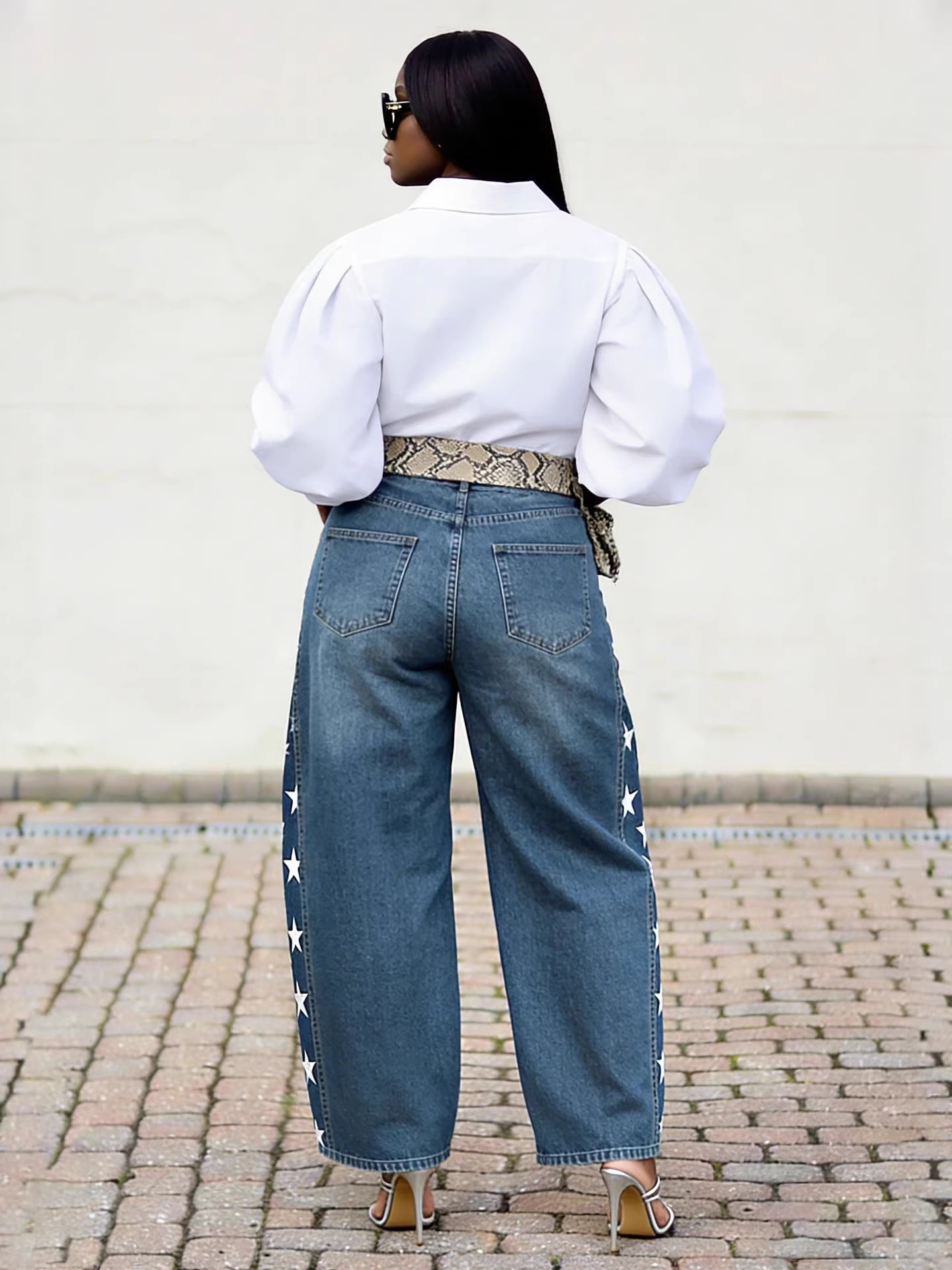 Star Print Denim Jeans for Casual Streetwear