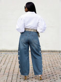 Women Denim Pants Star Print Streetwear Jeans