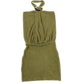 Women Bodycon Dress Sleeveless Halter Neck Solid Street Style Dress
