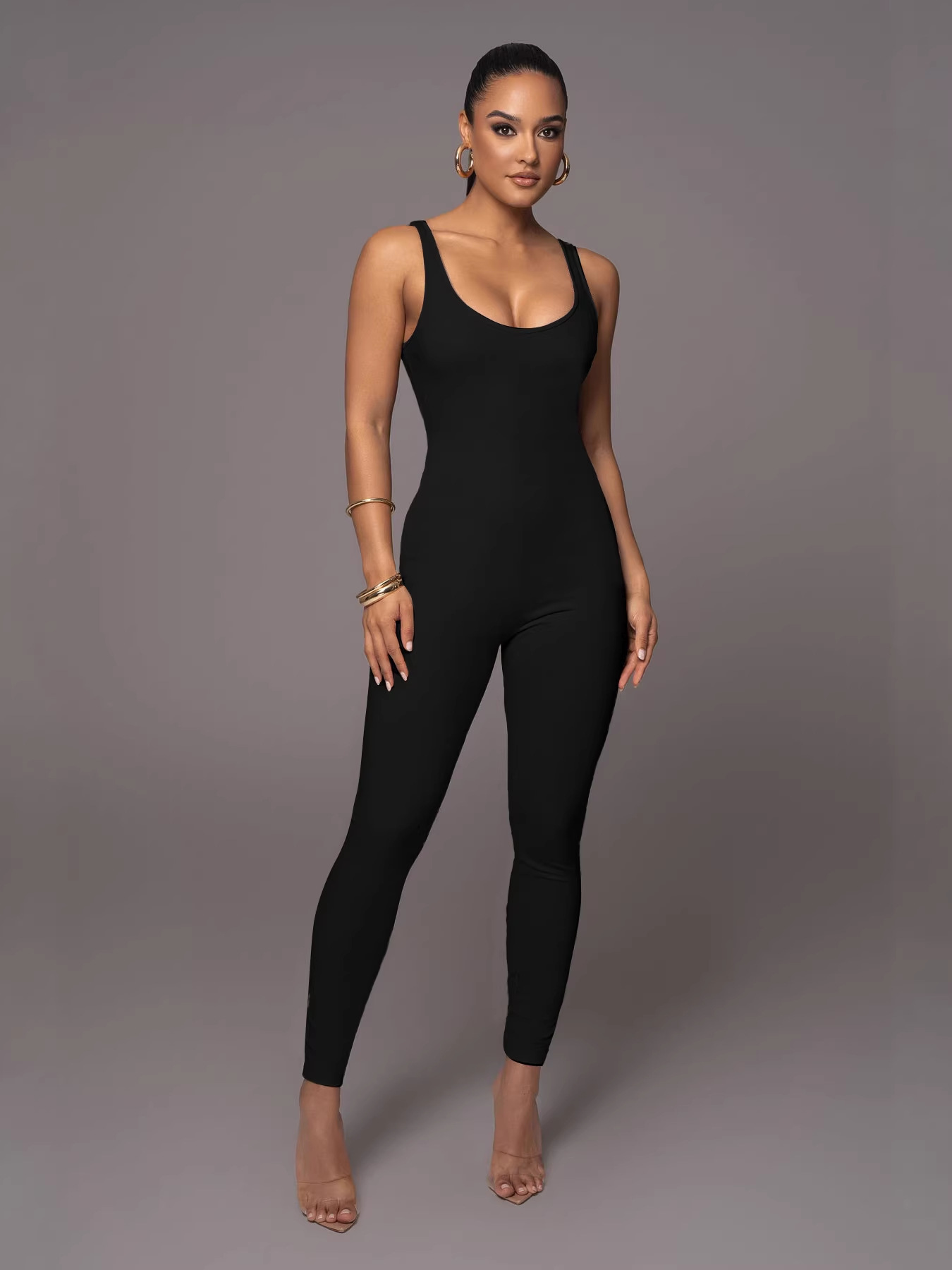 Printed U-Neck Jumpsuit for Nightclub & Party Wear