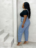 Women Denim Pants Asymmetrical Strap Straight Jeans