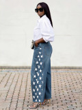 Women Denim Pants Star Print Streetwear Jeans