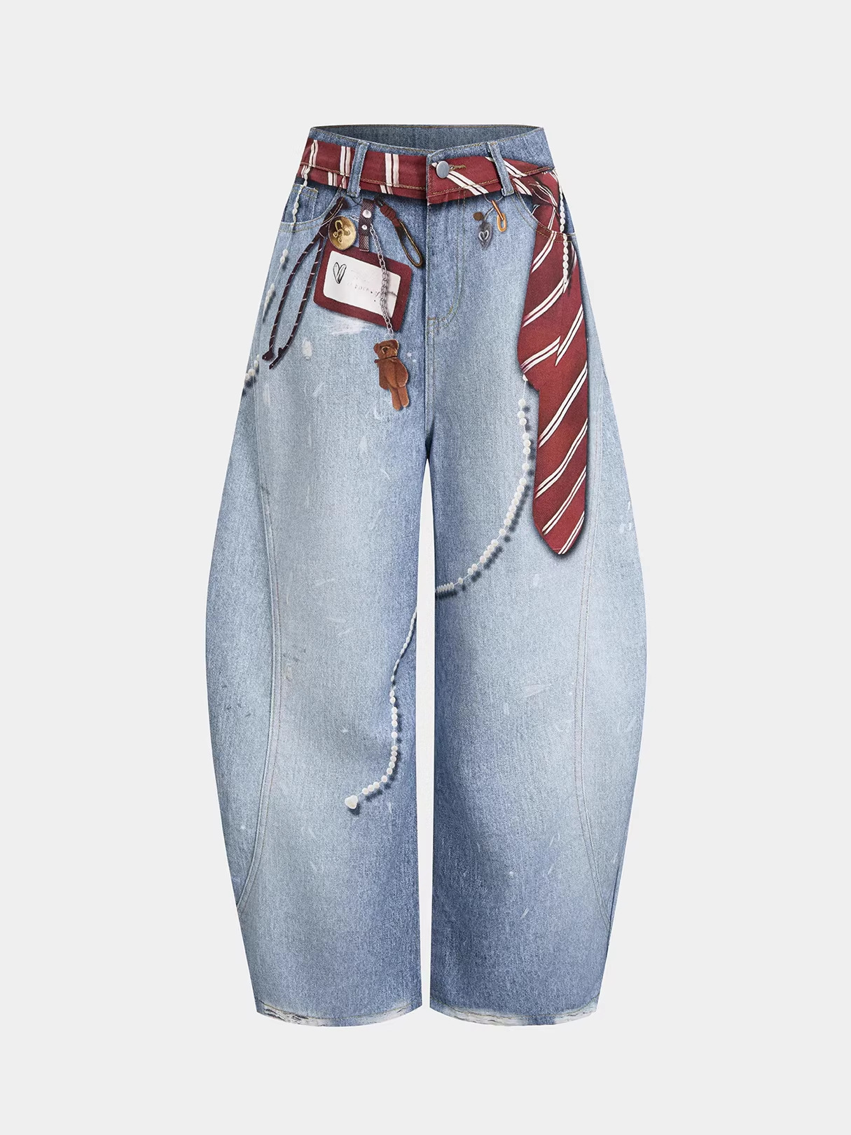 Printed Denim Jeans for Casual Streetwear