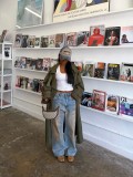 Women Denim Pants Dirty Wash Straight Streetwear Jeans