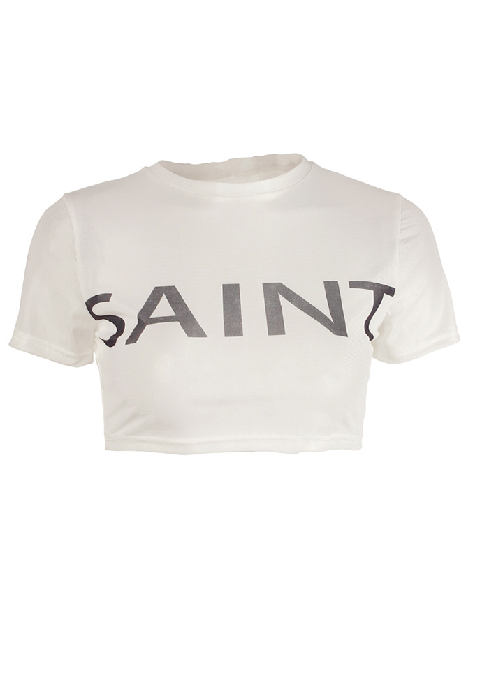 Letter Print Cropped T-Shirt for Casual Streetwear