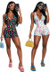 Women Polka Dot Print Shorts Halter Neck Deep V Low Back Stretch Casual Romper