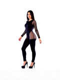 Women Jumpsuit Fishnet Ripped Bodycon Sexy Clubwear Outfit