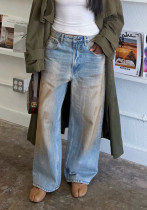 Women Denim Pants Dirty Wash Straight Streetwear Jeans Women Denim Pants Dirty Wash Straight Streetwear Jeans