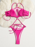 Women One Piece Swimsuit Halter Neck Solid Bikini Sexy Beachwear