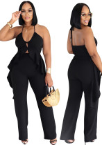 Women Fashion Two Piece Set Halter Neck Irregular Top Pants Set Sexy Outfit Women Fashion Two Piece Set Halter Neck Irregular Top Pants Set Sexy Outfit