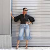 Women Denim Shorts Beaded High Waist Fashion Shorts