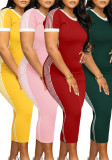 Women Sporty Dress Slim Fit Short Sleeve Casual Long Dress