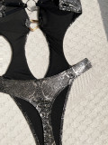 Women One Piece Swimsuit Leopard Print Low Back Bikini Sexy Swimwear