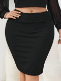 Women Plus Size Skirt Bodycon Solid Mini Skirt Sexy Clubwear