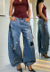 Women Denim Pants Ripped Patch Street Jeans
