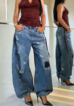 Women Denim Pants Ripped Patch Street Jeans Women Denim Pants Ripped Patch Street Jeans