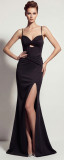 Women Evening Dress Lace-Up High Slit Mermaid Maxi Formal Gown