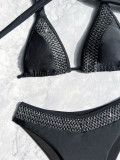 Women Bikini Solid Color Halter Neck Lace-Up Swimsuit Sexy Beachwear