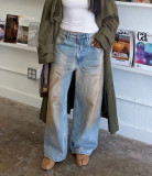 Women Denim Pants Dirty Wash Straight Streetwear Jeans
