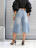 Women Denim Shorts Beaded High Waist Fashion Shorts